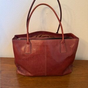 Fossil Red Leather Satchel with Classic Silhouette